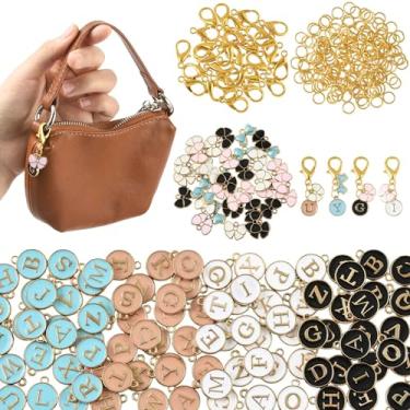 Imagem de MakemadeDIY Kit de fabricação de joias com laço de letras, 371 peças, kits de fabricação de pingentes faça você mesmo, pingentes coloridos do alfabeto, anéis de pular, fechos de garra de lagosta