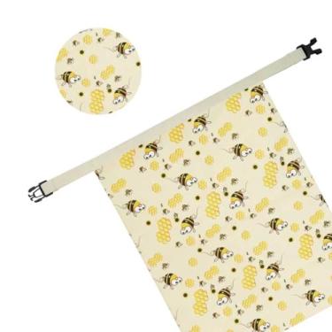 Imagem de 2 sacos de pão de linho de cera de abelha orgânica para armazenamento de pão caseiro e fermento – Sacos de pano encerado ecológicos (abelha)