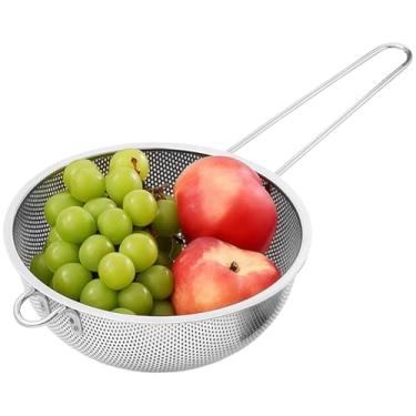 Imagem de Coador multiuso de malha de aço inoxidável com cabo longo, escorredor fino para drenar macarrão e arroz, ferramenta de cozinha para várias necessidades de peneiramento