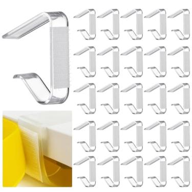 Imagem de 60 clipes transparentes para toalha de mesa, fixadores em forma de C para mesas ao ar livre