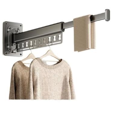 Imagem de Hhsdyl Cabide Dobrável de Parede, Estendal Retráctil Economizador de Espaço, para Lavandaria, Organização de Armários, Secador de Alumínio de Fácil Instalação,Gray,One