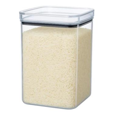 Imagem de Pote Hermético de Plástico para Arroz, Recipiente de Armazenamento com Tampa Transparente, Organizador de Cozinha