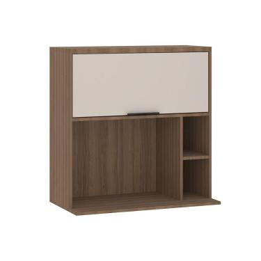 Imagem de Armário Aéreo De Cozinha 80cm 1 Porta Basculante Com Espaço Para Micro-ondas Aspen Luciane Móveis Vanilla/beige
