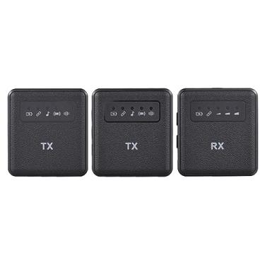 Imagem de Matybobe Microfone de clipe de colarinho sem fio de 2,4 G, microfone e receptor com clipe, sistema de microfone recarregável portátil para entrevista, show ao vivo, vlog, ensino, reunião, discurso