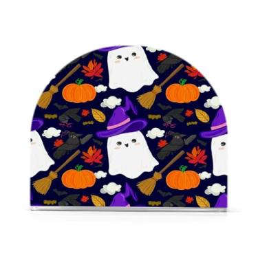 Imagem de Wassud Abóboras com suporte de guardanapo de acrílico de chapéu de bruxa, dispensador de guardanapo de papel moderno em forma de U para mesa, cozinha, sala de jantar, bancada 1 peça (comporta 50-60