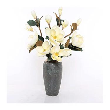 Imagem de LMJYU Buquê de flores artificiais de 96 cm, arranjo de flores artificiais grande, orquídea artificial com vaso, decoração para casamento em casa (cor: B)