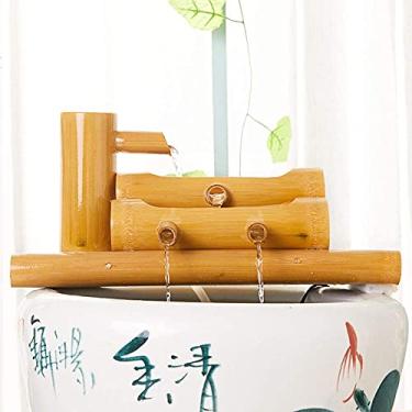 Imagem de LMJYU Fonte de Bambu Característica de Água Artesanal Bambu Jardim Fonte de Água Interior Exterior Decoração de Lagoa Fonte Filtro Balde Esculturas Estátuas, 60 cm