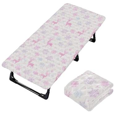 Imagem de Burbuja Lençol de berço de flocos de neve de veado para crianças, lençol de cochilo acolchoado portátil com faixa elástica para meninas e meninos, lavável na máquina, 63,5 x 127 cm