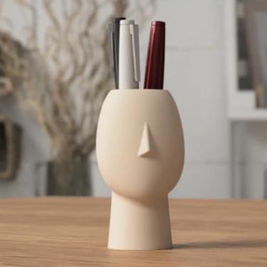 Imagem de Porta-canetas unissex moderno e artístico neutro, organizador de mesa