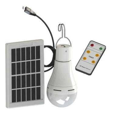 Imagem de Lampada Led Solar Portátil Acampament Sem Fio 9w Controle Rc