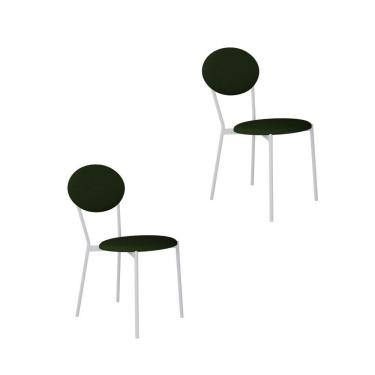 Imagem de Cadeira Vintage Elipse Fixa C-4 Pes 430 X 535 X 860 Mm C-2 Un. Pés Brancos. Cy.vd.msg Verde Musgo City