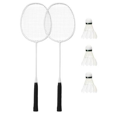 Imagem de Conjunto de Raquete Badminton e Bola para Treinamento Equipamento Educação Física Exercício Esportivo Liga Ferro Kit
