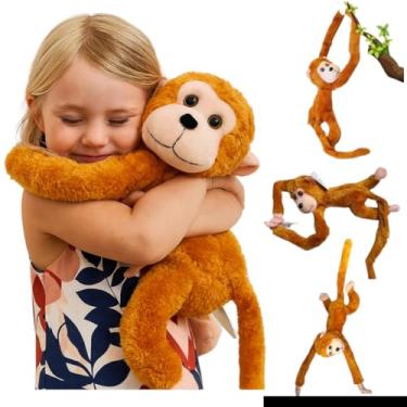 Imagem de Macaco Pelúcia Brinquedo Abraçador com Som e Led (Laranja)