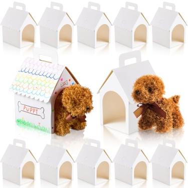 Imagem de ShinyRelief 24 caixas de lembrancinhas de festa de cachorro em forma de casa de cachorro caixas de presente com furos dobráveis com alça para adoção de animais de estimação de Natal, filhotes