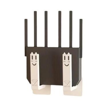 Imagem de Suporte De Parede Para Roteador Sem Furos (2 Peças) Com Ganchos Auxili