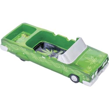 Imagem de Cheech and Chong Special Edition 50th Anniversary Ashtrays - Design Pin Striped Lowrider, Leaves - Smoking Ash Tray Tabletop, Desktop for Indoor or Outdoor Use, Great Gift