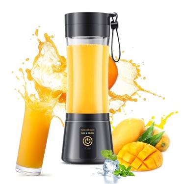 Imagem de Liquidificador portátil sem fio de tamanho pessoal – Mini liquidificador faz smoothies e shakes, copo de viagem livre de BPA de 380 ml, terno de mistura potente no escritório/casa/academia