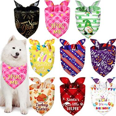 Imagem de Bandana de cachorro patriótica de Halloween, bandana ajustável de Dia das Bruxas, lenço de cachorro ajustável de Ação de Graças para cães, lavável, natal, babador de cachorro, bandana de aniversário para animais de estimação