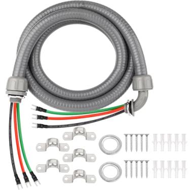 Imagem de Kit de conduíte líquido não metálico de 2,5 m, chicote elétrico pré-cabeado de 1/5.1 cm com fios de cobre THHN de 3 × 10AWG e terminais pré-instalados, conectores retos e de 90°, fiação A/C HVAC