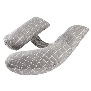 Imagem de Travesseiros de gravidez para dormir de lado, travesseiro macio de maternidade para suporte de barriga, travesseiro de corpo grávida em forma de H para gravidez, cinza