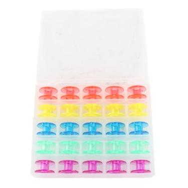 Imagem de CUOFYUNL Bobinas de máquina de costura Bobinas coloridas de plástico para bordado com caixa de armazenamento para costura acolchoada
