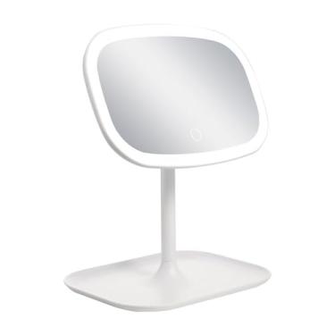 Imagem de URGDWEKJY Espelho de maquiagem espelho cosmético luz LED de mesa espelho de vaidade luz de preenchimento espelho feminino espelho de beleza portátil pode girar 180° espelho de vaidade