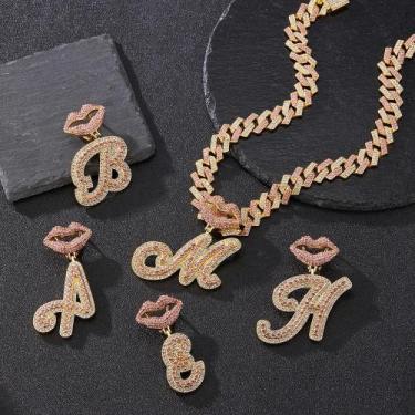 Imagem de Colar De Pingente Hip Hop De Liga De Diamante Colorido, 2 Peças, Desig