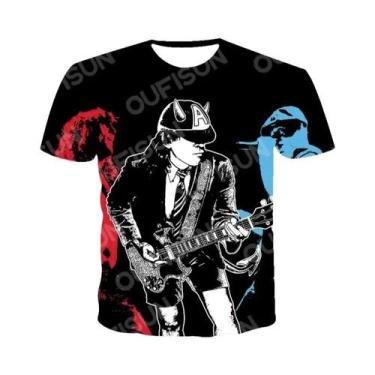 Imagem de Camisetas Unissex De Manga Curta Com Estampa 3D AC DC, Moda De Verão, 