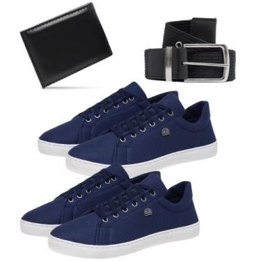 Imagem de Kit 2 Tênis Masculino Slim + Cinto + Carteira Social - Bless Acessório