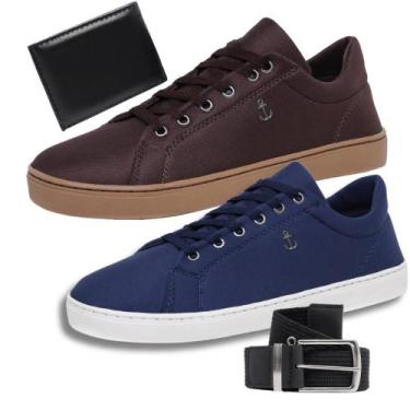 Imagem de Kit 2 Tênis Masculino Casual Slim + Cinto + Carteira Social - Bless Ac