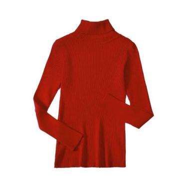 Imagem de Suéter Feminino De Gola Alta Preto, Moda De Inverno, Tricô Elástico, T