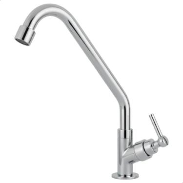 Imagem de Torneira Cozinha Gourmet Inox Bancada Pia Mesa 1/4 de Volta com Bica Móvel Giratória 360° SOFTINOX — Acabamento Metal Cromado, Torneira de Inox para Cozinha