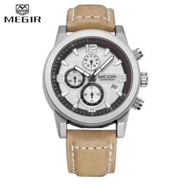 Imagem de Relógio De Quartzo Masculino Megir 2026 à Prova D'água Prata