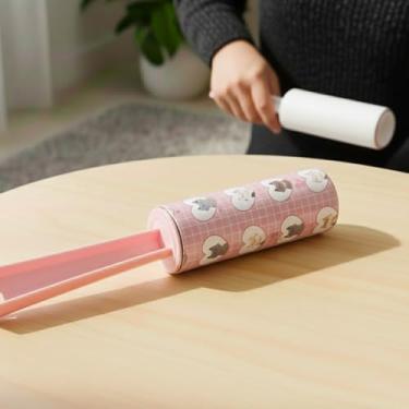 Imagem de Rolo Adesivo Removedor de Pelos para Roupas e Estofados - Rolo Tira Pelos Pet, Fiapos e Poeira - Edmix (Rosa)