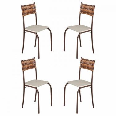 Imagem de Conjunto Com 4 Cadeiras Melinda Marrom Assento Creme Teixeira Marrom Com Creme
