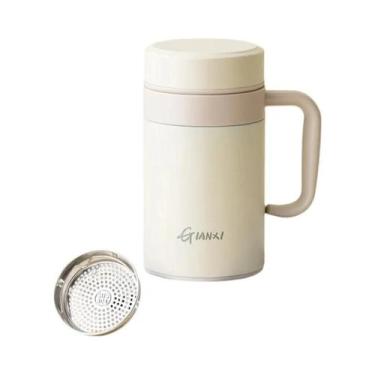 Imagem de Copo Térmico Feminino De Grande Capacidade Em Cor Sólida Com Alça Para