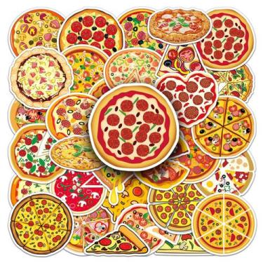 Imagem de Pacote de adesivos Pizza, 50 unidades de vinil impermeável para telefo