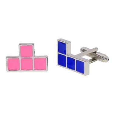 Imagem de Cufflinks Creative Tetris Block para homens colorido rosa - Yiweisai