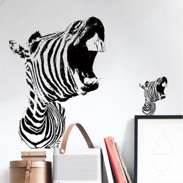 Imagem de Adesivos de parede Funny Zebra em PVC preto e branco 38x51cm - yiweisa