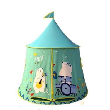 Imagem de Tenda Teepee Play Green Bear Kids Indoor com veludo em pele de pêssego