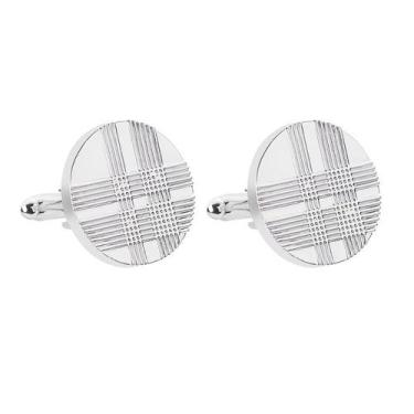 Imagem de Abotoaduras vintage com padrão listrado redondo para homens em liga le