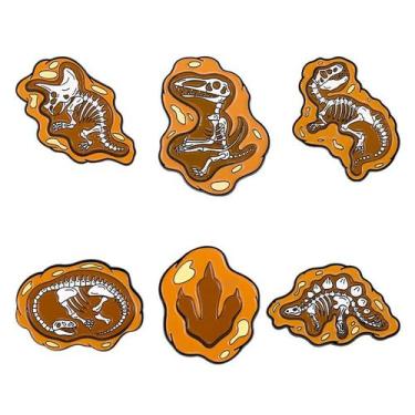 Imagem de Conjunto de alfinetes de broche Dinosaur Fossil Design Alloy 3,4 x 2,1