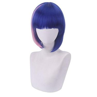 Imagem de Peruca Cosplay Assassin Cabelo Curto Azul e Rosa 35cm - yiweisai