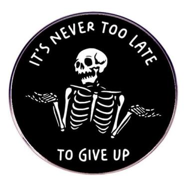 Imagem de Brooch Pin Round Skeleton Nunca é tarde demais para desistir - yiweisa