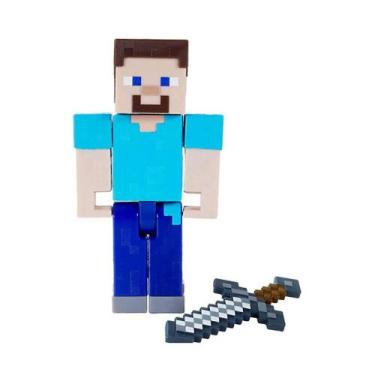 Imagem de Boneco de ação Minecraft Core, 1 peça, estilo aleatório, com acessório