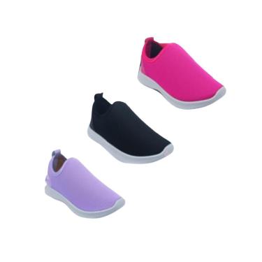 Imagem de Kit 3 Pares Tênis Infantil Menina Escolar Leve Conforto-Feminino