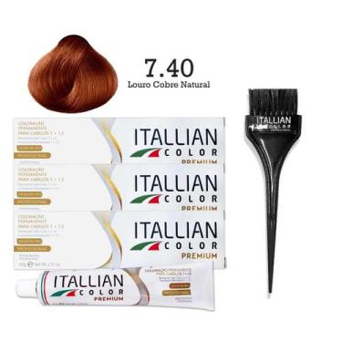 Imagem de 3 Unidades Coloração 7.40 Louro Cobre Natural  Itallian Color - Italli