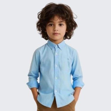 Imagem de Camisa Social Manga Longa Infantil Algodão-Masculino
