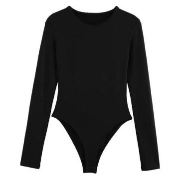 Imagem de Body Modelador Preto De Manga Longa Para Mulheres HXAO Lingerie De Uma