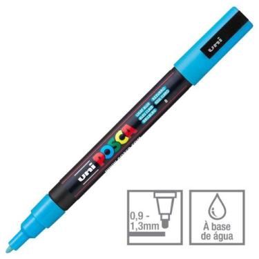 Imagem de Caneta Posca Marcador Uni-Ball PC-3M Azul Claro 8 - Uni Ball